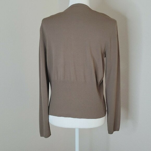 Talbots Olive Brown Button-Up Long Sleeve Cardigan Sweater Size Medium - Picture 5 of 8